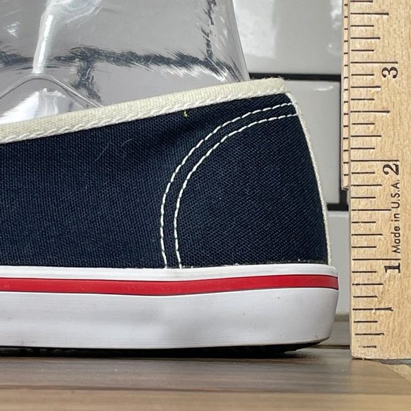 Talbots Women's Size 7.5 Shoes Blue Canvas Gold Crested Slip On Comfort Flats - Picture 8 of 14